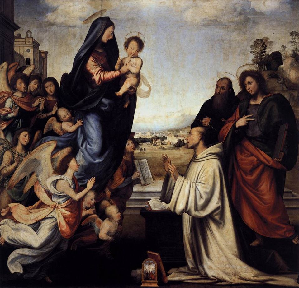 Visione di San Bernardo con i Santi Benedetto e Giovanni Evangelista