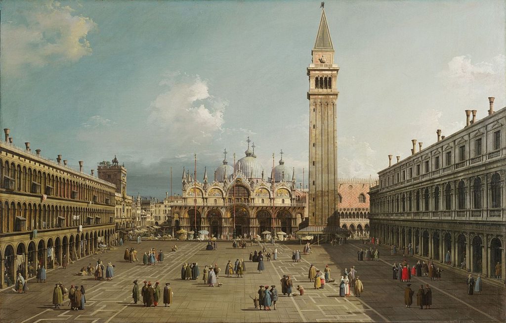 Piazza San Marco con la Basilica Por Canaletto - 2. Harvard Art Museums1. Web Gallery of Art: Imagen Info sulle opere d'arte, Dominio público, https://commons.wikimedia.org/w/index.php?curid=409206