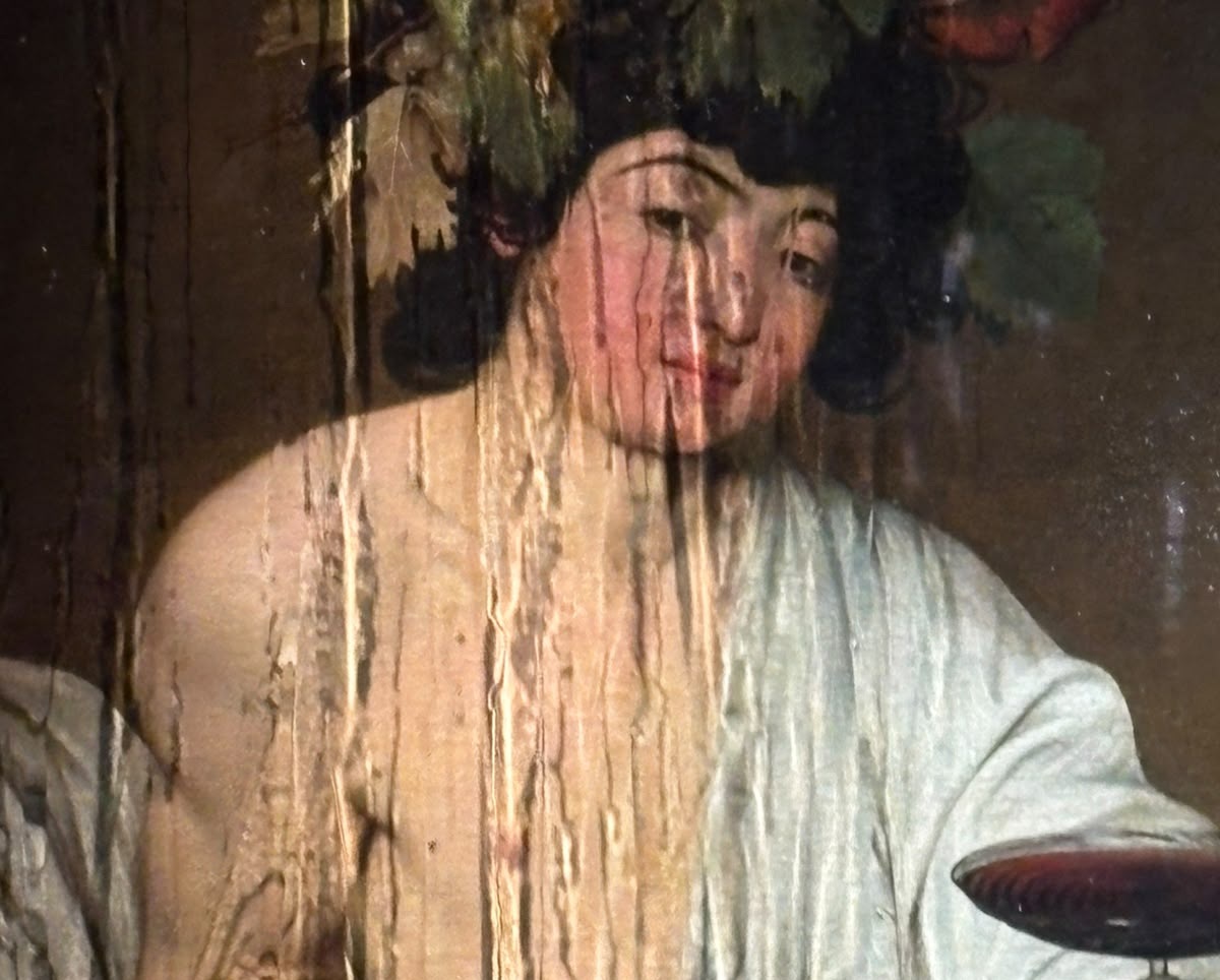rainwater streaming down the protective casing over Caravaggio